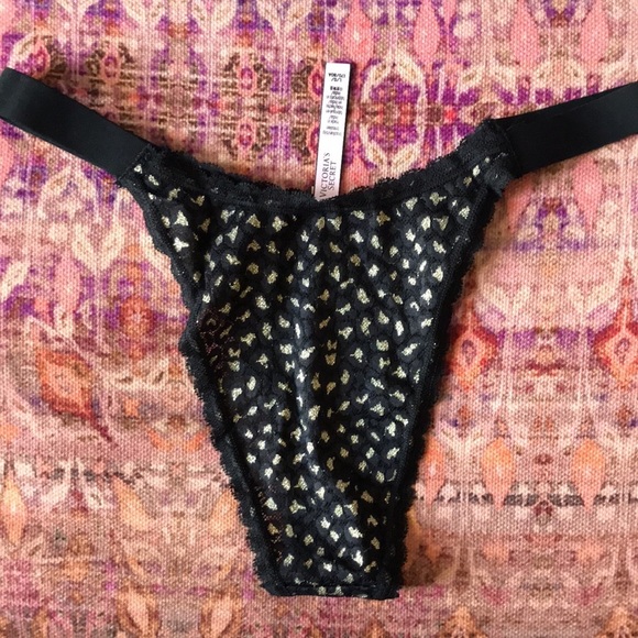 Victoria’s Secret NWT String bikini brief panties size Large. Black & si… - Picture 5 of 5